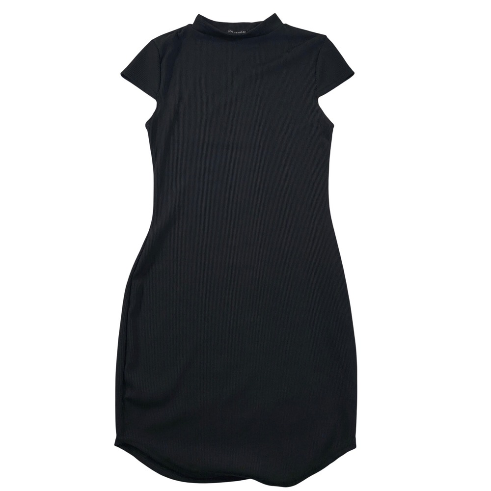 Nasty Gal Bodycon Mini Dress Small Mock Neck Short Sleeve Black‎ Dress Clubwear